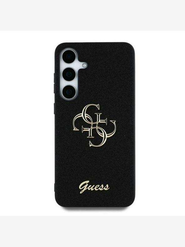 Guess Guess PU Fixed Glitter 4G Metall Logo Back Cover für Samsung Galaxy S25 Schwarz