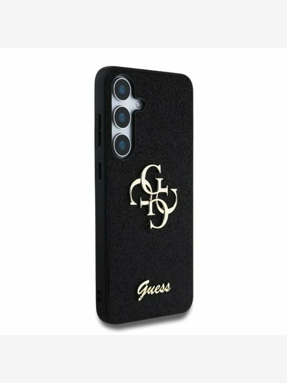 Guess Guess PU Fixed Glitter 4G Metall Logo Back Cover für Samsung Galaxy S25 Schwarz