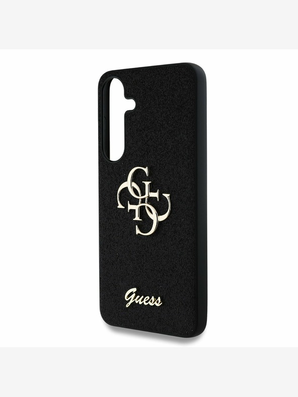 Guess Guess PU Fixed Glitter 4G Metall Logo Back Cover für Samsung Galaxy S25 Schwarz