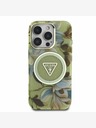 Guess Guess IML Glitter Magnolia und Triangle Logo MagSafe Back Cover für iPhone 16 Pro Max Grün