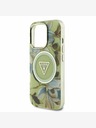 Guess Guess IML Glitter Magnolia und Triangle Logo MagSafe Back Cover für iPhone 16 Pro Max Grün