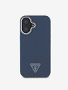 Guess Guess PU Grained Triangle Logo Back Cover für iPhone 16 Blau