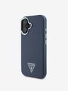 Guess Guess PU Grained Triangle Logo Back Cover für iPhone 16 Blau