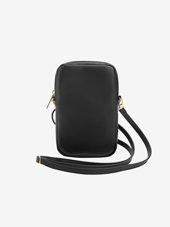 Guess Guess PU Genarbtes 4G Metall-Logo Handytasche mit Reissverschluss Schwarz