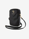 Guess Guess PU Genarbtes 4G Metall-Logo Handytasche mit Reissverschluss Schwarz