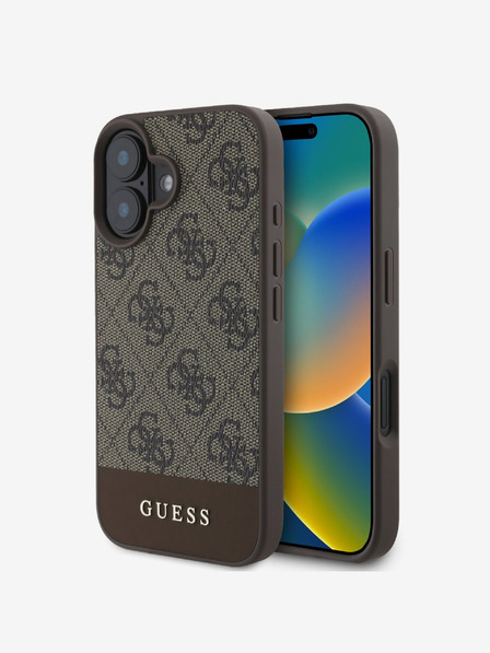 Guess Guess PU 4G Stripe Schutzhülle für iPhone 16 Braun