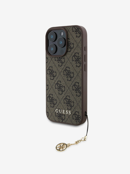 Guess Guess 4G Charm Back Cover für iPhone 16 Pro Ton in Ton Braun