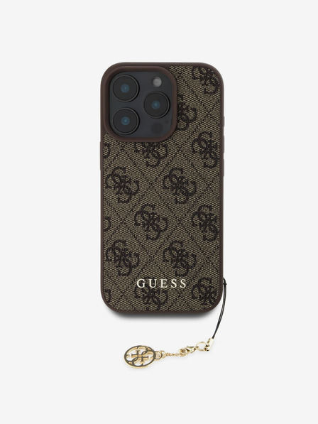 Guess Guess 4G Charm Back Cover für iPhone 16 Pro Ton in Ton Braun