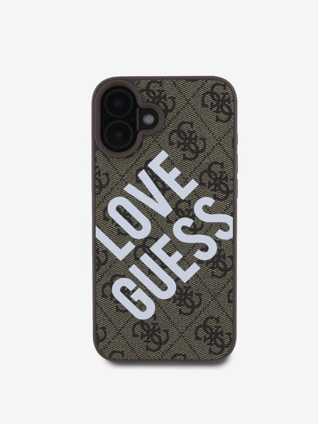 Guess Guess PU Leder 4G Big Love Logo MagSafe Schutzhülle für iPhone 16 Braun