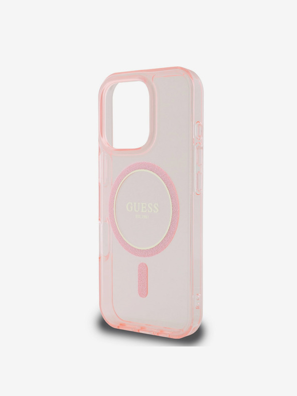 Guess Guess IML Glitter Ring MagSafe Schutzhülle für iPhone 16 Pro Pink