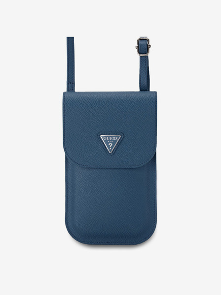Guess Guess PU Genarbtes Dreieck Logo Handytasche Blau