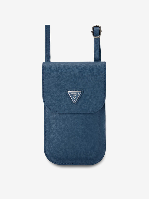Guess Guess PU Genarbtes Dreieck Logo Handytasche Blau