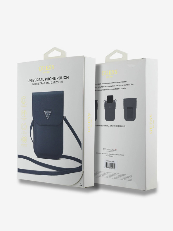 Guess Guess PU Genarbtes Dreieck Logo Handytasche Blau