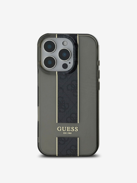Guess Guess IML Middle 4G Stripe Back Cover für iPhone 16 Pro Max Schwarz