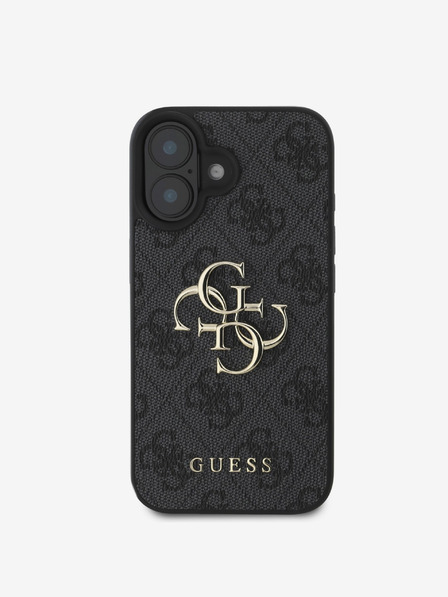 Guess Guess PU 4G Metall-Logo-Rückseite für iPhone 16 Plus Grau