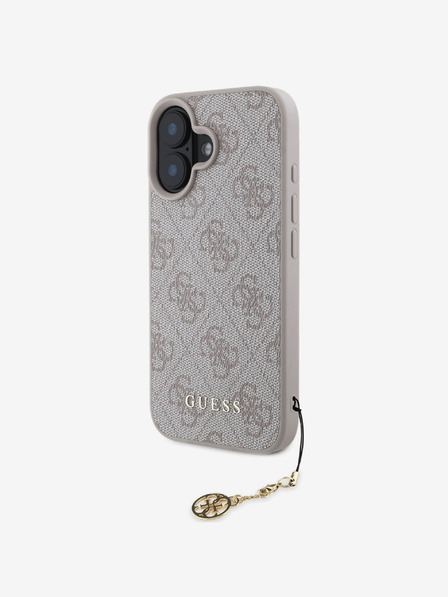 Guess Guess 4G Charm Back Cover für iPhone 16 Ton in Ton Pink