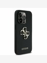 Guess Guess PU Grained 4G Metal Logo Back Cover für iPhone 13 Pro Schwarz
