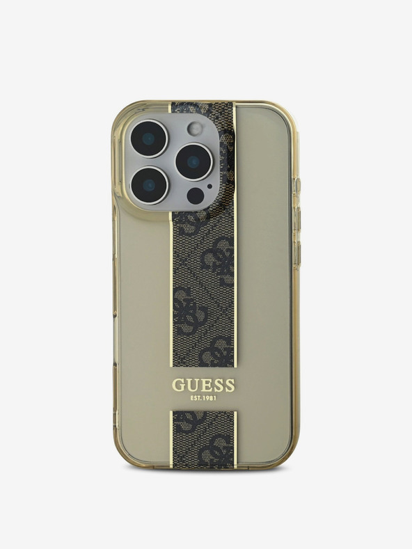 Guess Guess IML Middle 4G Stripe Back Cover für iPhone 16 Pro Braun