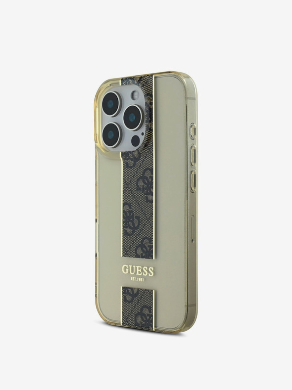 Guess Guess IML Middle 4G Stripe Back Cover für iPhone 16 Pro Braun