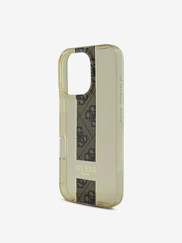 Guess Guess IML Middle 4G Stripe Back Cover für iPhone 16 Pro Braun