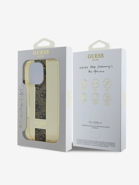 Guess Guess IML Middle 4G Stripe Back Cover für iPhone 16 Pro Braun