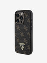 Guess Guess PU Leder 4G Triangle Metal Logo Back Cover für iPhone 16 Pro Max Schwarz