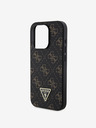 Guess Guess PU Leder 4G Triangle Metal Logo Back Cover für iPhone 16 Pro Max Schwarz