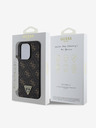 Guess Guess PU Leder 4G Triangle Metal Logo Back Cover für iPhone 16 Pro Max Schwarz