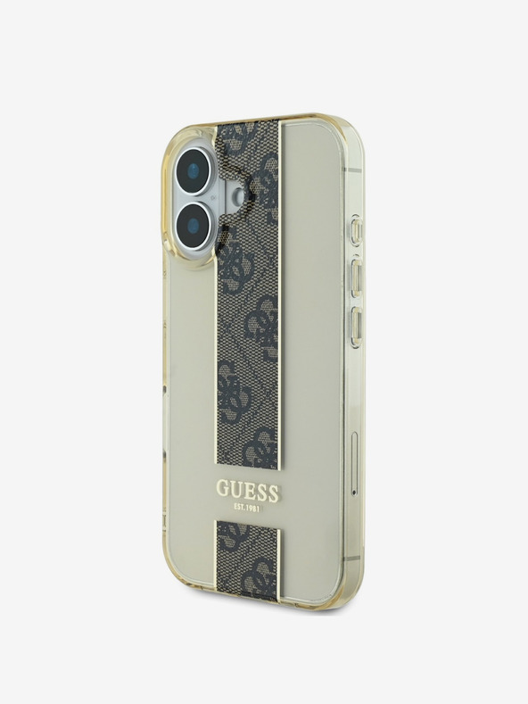 Guess Guess IML Middle 4G Stripe Back Cover für iPhone 16 Braun
