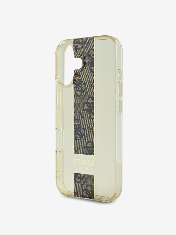 Guess Guess IML Middle 4G Stripe Back Cover für iPhone 16 Braun