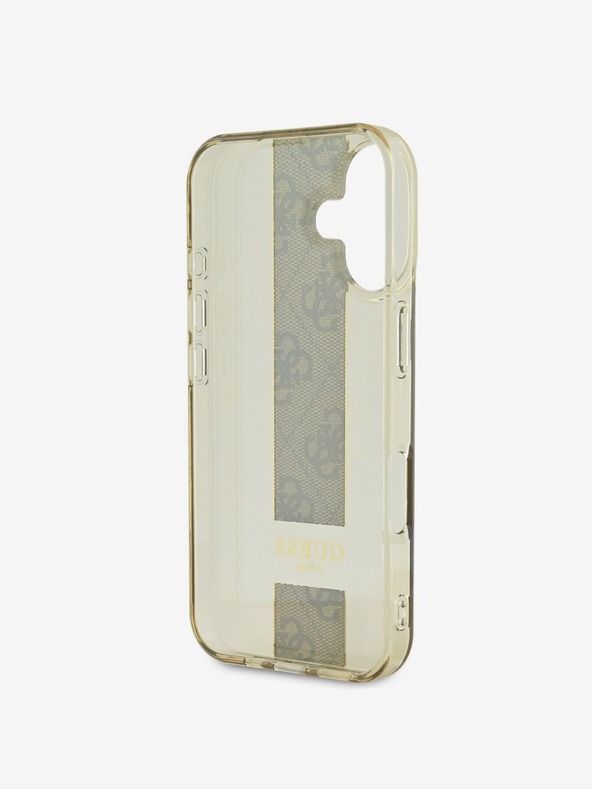 Guess Guess IML Middle 4G Stripe Back Cover für iPhone 16 Braun