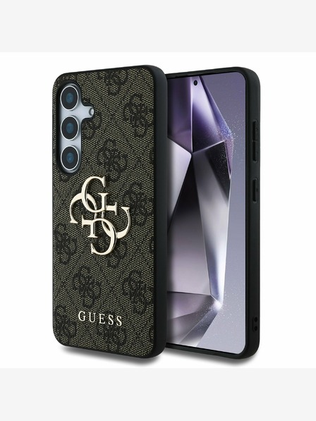 Guess Guess PU 4G Metall-Logo Rückseitenschutz für Samsung Galaxy S25+ Braun