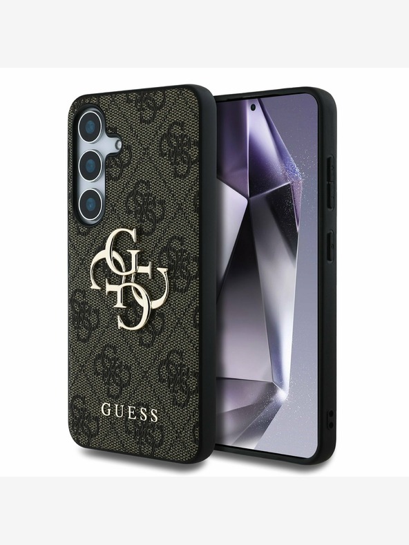 Guess Guess PU 4G Metall-Logo Rückseitenschutz für Samsung Galaxy S25+ Braun