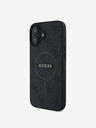 Guess Guess PU Leder 4G Farbiger Ring MagSafe Back Cover für iPhone 16 Schwarz
