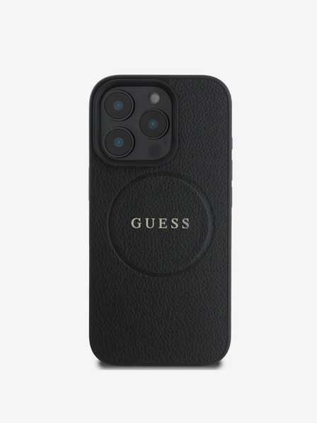 Guess Guess PU Grained Classic Logo MagSafe Schutzhülle für iPhone 16 Pro Schwarz