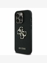 Guess Guess PU Grained 4G Metall Logo Back Cover für iPhone 14 Pro Schwarz