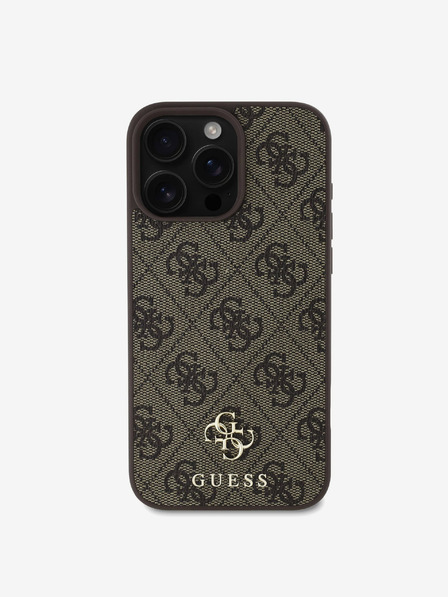 Guess Guess PU 4G Small Metal Logo MagSafe Schutzhülle für iPhone 16 Pro Max Braun