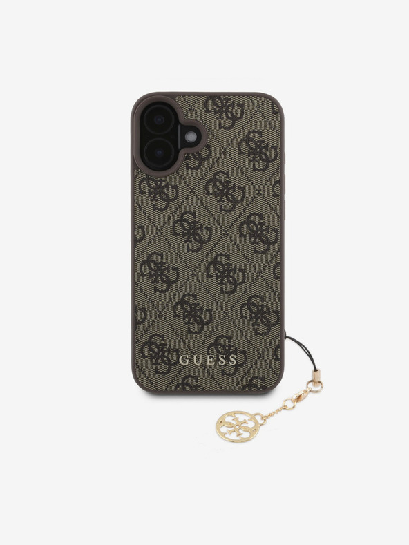 Guess Guess 4G Charm Back Cover für iPhone 16 Plus Ton in Ton Braun
