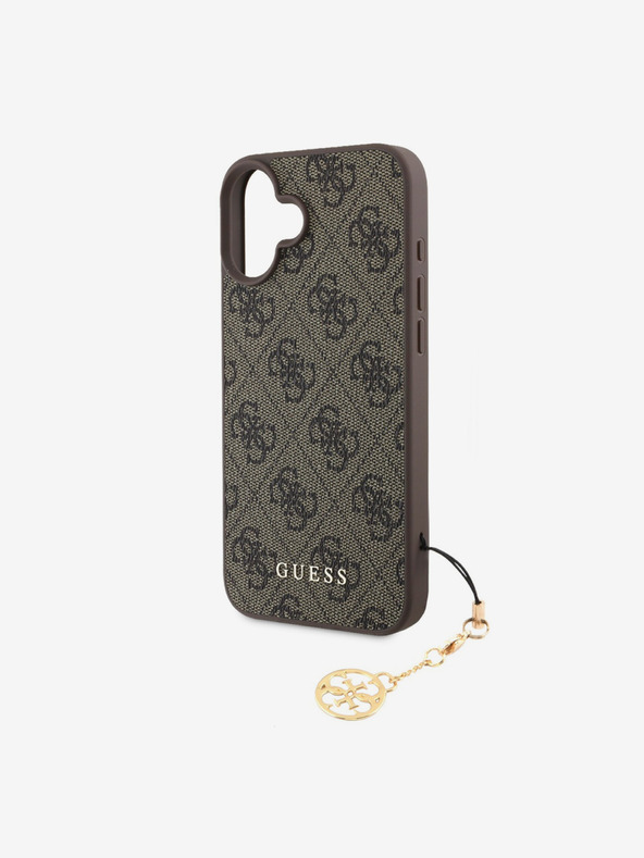 Guess Guess 4G Charm Back Cover für iPhone 16 Plus Ton in Ton Braun