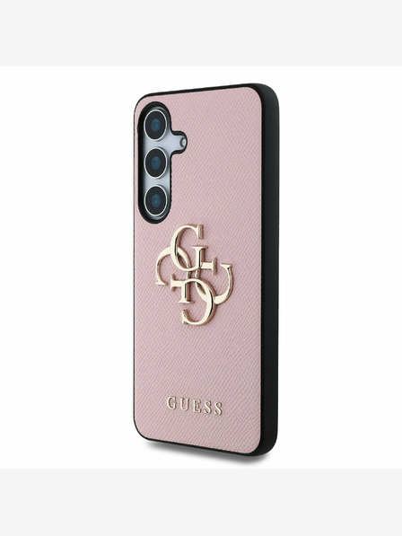 Guess Guess PU genarbtes 4G Metall-Logo Schutzhülle für Samsung Galaxy S25 Pink