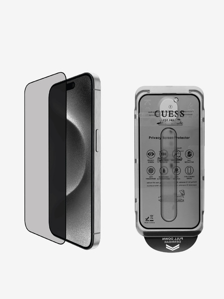 Guess Tempered Glass 2.5D PRIVACY for iPhone 16 Pro Black Phone Case