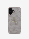 Guess Guess PU 4G Metall-Logo-Rückseite für iPhone 16 Plus Pink