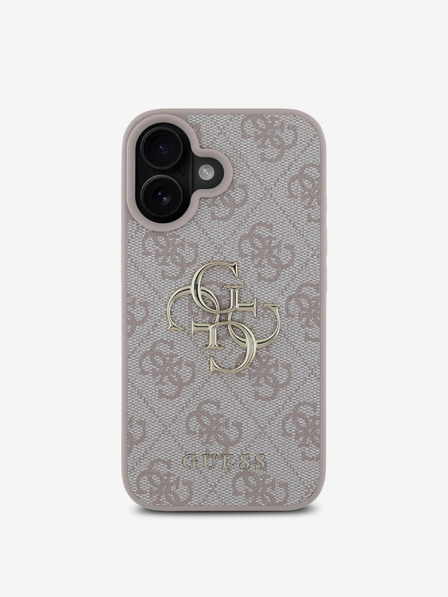 Guess Guess PU 4G Metall-Logo-Rückseite für iPhone 16 Plus Pink