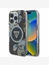 Guess Guess IML Glitter Magnolia und Triangle Logo MagSafe Back Cover für iPhone 16 Pro Max Schwarz