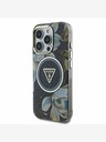 Guess Guess IML Glitter Magnolia und Triangle Logo MagSafe Back Cover für iPhone 16 Pro Max Schwarz