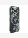 Guess Guess IML Glitter Magnolia und Triangle Logo MagSafe Back Cover für iPhone 16 Pro Max Schwarz