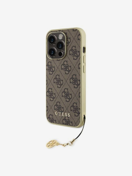 Guess Guess 4G Charm Back Cover für iPhone 15 Pro Braun