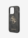 Guess Guess PU 4G Metall-Logo-Rückseite für iPhone 15 Pro Max Grau