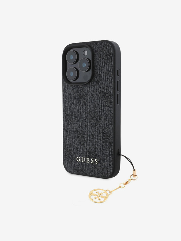 Guess Guess 4G Charm Back Cover für iPhone 16 Pro Max Ton in Ton Grau
