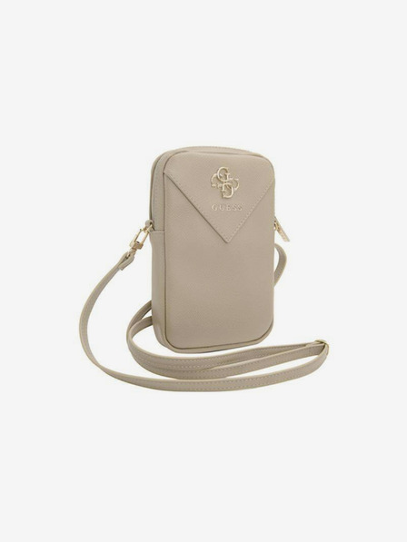 Guess Guess PU Genarbtes 4G Metall-Logo Handytasche mit Reissverschluss Gold